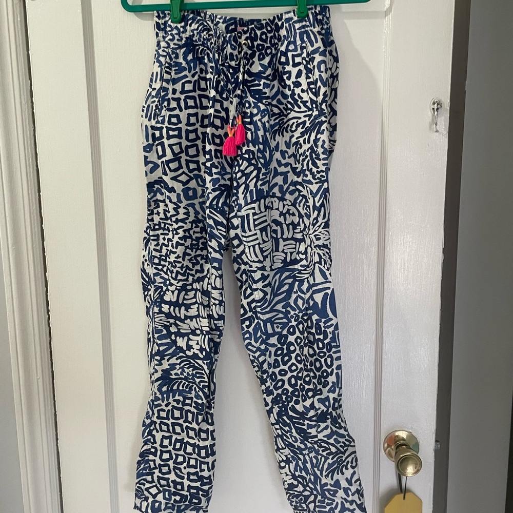 Blue and White Patterned Pants